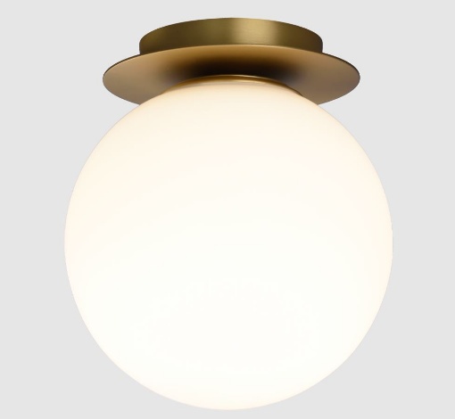 Immagine di Lampada da Soffitto Parma Oro con Paralume Sfera Vetro Opale IP44 ACB