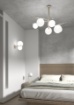 Immagine di Lampadario Design 6 Luci Sabbia Sfere Vetro Bianco Boomerang Top Light