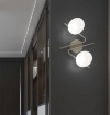 Immagine di Plafoniera Da Soffitto Parete Design Moderno Holly Sabbia 2 Luci Sfere Vetro Top Light