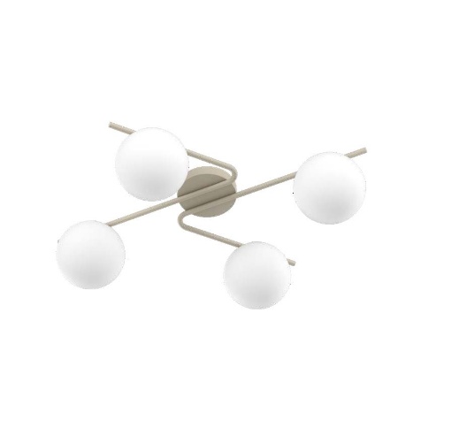 Immagine di Plafoniera Design Moderno 4 Luci Holly Sabbia Con Sfere Vetro Bianco Top Light