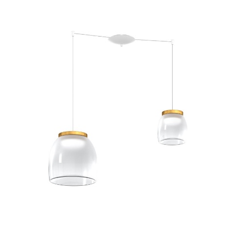 Immagine di Lampadario Con Decentramento Vetro Due Luci Led Dimmerabile Drum Mix Top Light