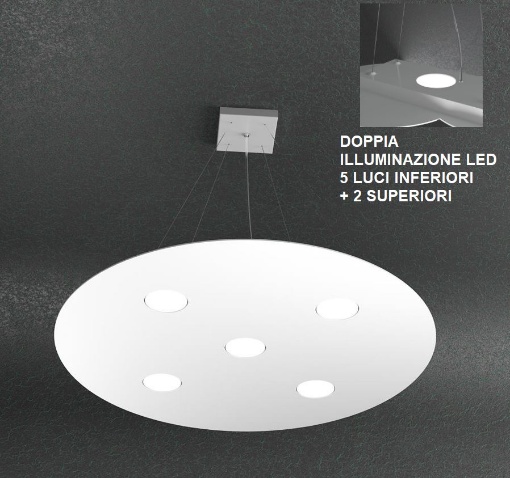 Immagine di Lampadario Rotondo Bianco Doppia Illuminazione 5+2 Led Gx53 Cloud Top Light