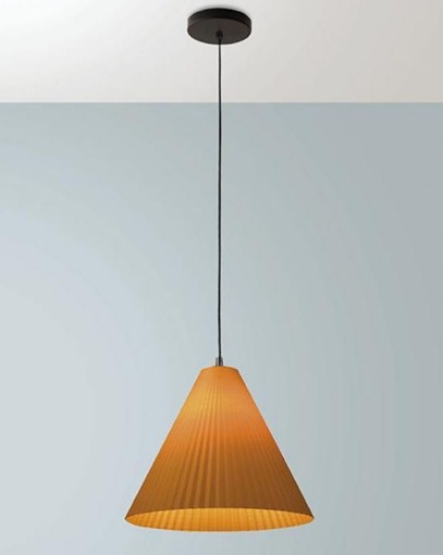 Immagine di Sospensione Paralume Conico Color Senape Illuminazione Penisole Cone Fabas