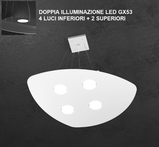 Immagine di Lampadario Led Intecambiabili Doppia Luce Su Giu Top Light Shape 1143/S4+2