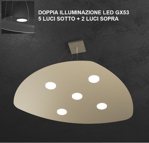 Immagine di Lampadario Led Doppia Illuminazione Sopra e Sotto Shape 1143/S5+2 Top Light