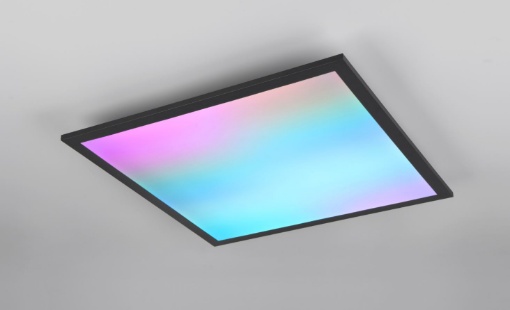 Immagine di Lampada Quadrata da Soffitto o Parete Nera Led CCT RGBW Beta con Telecomando Trio Lighting