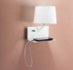 Immagine di Applique Abatjour Camera Da Letto Metallo Bianco Con Mensola e Presa USB