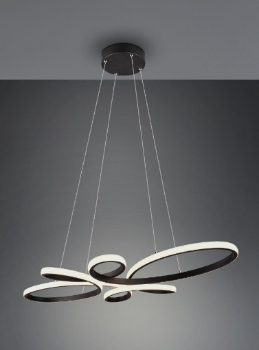 Immagine di Lampada Nera a Sospensione Design Moderno Led Luce Calda Switch Dimmer Fly Trio Lighting