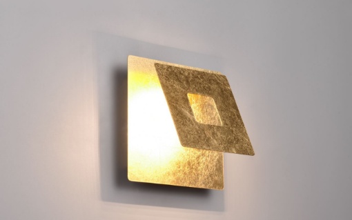 Immagine di Applique Quadrata Decorativa Led Luce Indiretta Leano Foglia Oro Trio Lighting
