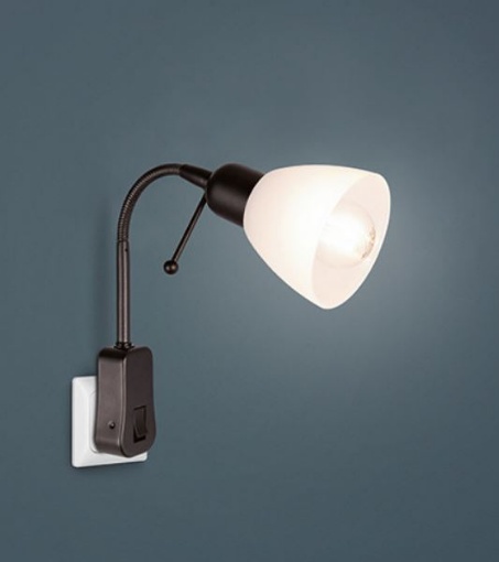 Immagine di Applique Spot Coppa Vetro e Braccio Flessibile Ligara Nero Trio Lighting