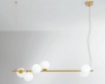 Picture of Lampadario Binario Oro Con Sfere Vetro Bianco Per Tavolo Pranzo Enoire Luce Ambiente Design