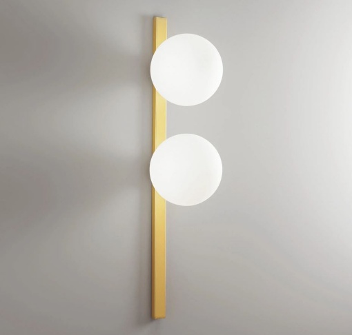 Immagine di Applique Moderna Bacchetta Oro 2 Sfere Vetro Enoire AP2 Luce Ambiente Design