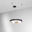 Immagine di Lampadario Rotondo 3 Luci Per Salotto Nero Oro Con Sfere Vetro Sonetto Luce Ambiente Design