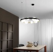 Picture of Lampadario Moderno Cerchio Nero Oro Per Soggiorno Sfere Vetro Sonetto S8 Luce Ambiente Design