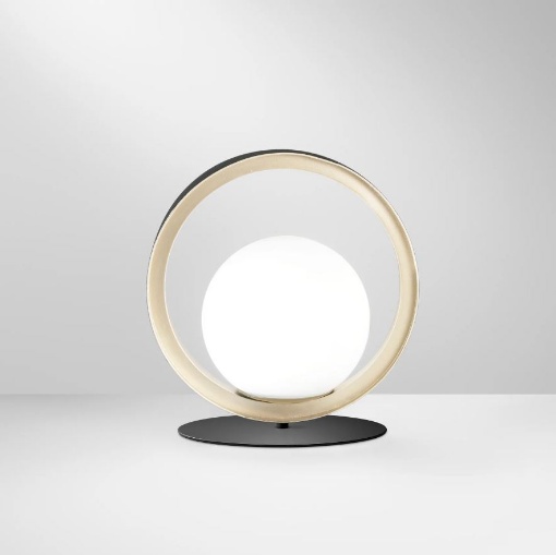 Picture of Lampada Comodino Colore Oro Nero Sfera Bianco Sonetto Luce Ambiente Design