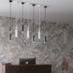 Immagine di Lampadario Cilindro Vetro Metallo Nero Per Isola Cucina Moderna Taboo Fan Europe