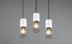 Immagine di Sospensione Rotonda Tosh 3 Paralumi Gabbie Metalliche e Legno Bianco Trio Lighting