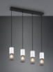 Immagine di Lampadario Lineare Tosh 4xE27 Legno Bianco Antico e Gabbia Metallo Nero Trio Lighting