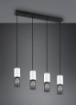 Immagine di Lampadario Lineare Tosh 4xE27 Legno Bianco Antico e Gabbia Metallo Nero Trio Lighting