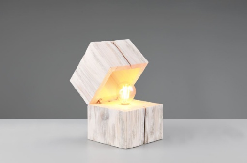 Immagine di Lumetto Scrigno del Tesoro Led E14 Legno Naturale Bianco Treasure Trio Lighting