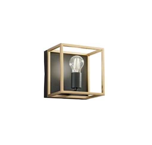 Immagine di Applique Da Parete Cubo Metallo Oro Nero Kimera AP1 Luce Ambiente Design