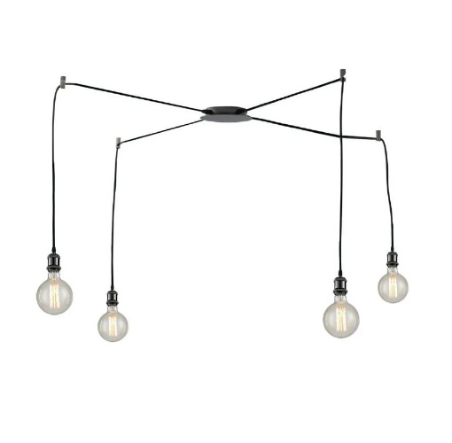 Immagine di Lampadario Con Decentramento 4 Luci Portalampade Nero Groove S4 Luce Ambiente Design