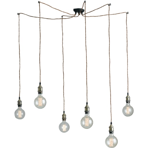 Immagine di Lampadario Ragno Vintage 6 Portalampade Rame Groove S6 Luce Ambiente Design