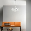 Immagine di Lampadario Contemporaneo Per Salotto Vetro Bianco Aurora 6 Luci Fan Europe