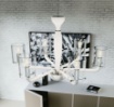 Picture of Lampadario Contemporaneo Per Salotto Vetro Bianco Aurora 6 Luci Fan Europe