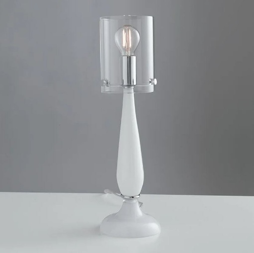 Immagine di Lampada Da Comodino 37 cm Stile Contemporaneo In Vetro Bianco Aurora Fan Europe