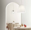 Immagine di Lampadario A Sospensione Per Cucina Vetro Bianco Ares S35 Luce Ambiente Design