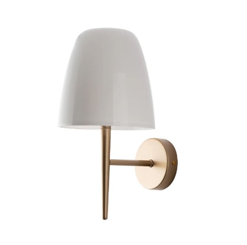 Immagine di Applique Metallo Oro Per Camera Da Letto Moderna Vetro Bianco Ares Luce Ambiente Design