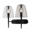 Immagine di Applique Due Luci Per Soggiorno Moderno Nero Con Diffusori Trasparenti Ares AP2 Luce Ambiente Design