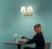 Immagine di Applique Contemporanea Due Luci Oro e Bianco Ares AP2 Luce Ambiente Design