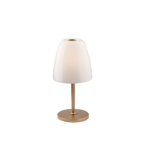 Picture of Abatjour Oro Con Paralume Vetro Bianco Per Camera Da Letto Ares L1 Luce Ambiente Design