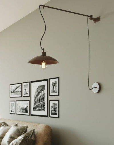 Immagine di Applique Orientabile Metallo Pendente Installazione Parete Soffitto Eldorado Fan Europe