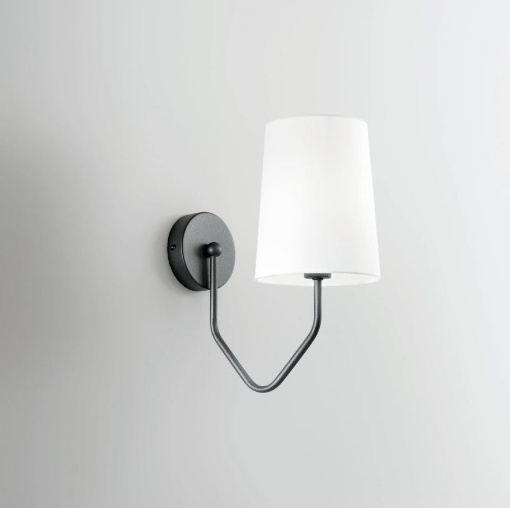 Immagine di Applique Da Parete Metallo Nero Con Paralume Cono Bianco Sally Luce Ambiente Design