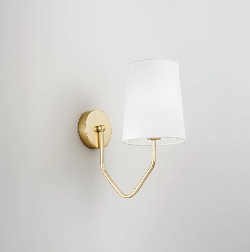 Immagine di Applique Per Comodini Oro Con Paralume Tessuto Bianco Sally Luce Ambiente Design