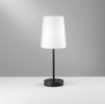 Immagine di Lampada Comodino Moderna Nera Paralume Tessuto Cono Sally Luce Ambiente Design