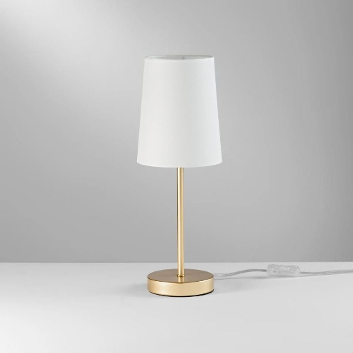 Immagine di Abatjour Da Comodino Oro Paralume Cono Bianco Sally Luce Ambiente Design