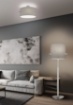 Immagine di Piantana Fusto Lineare Nichel e Paralume Tessuto Grigio 3xE27 Camden Trio Lighting