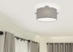 Immagine di Plafoniera Nichel con Grande Paralume Tessuto Grigio 3xE27 Camden Trio Lighting