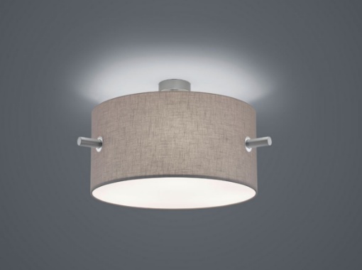 Immagine di Plafoniera Nichel con Grande Paralume Tessuto Grigio 3xE27 Camden Trio Lighting