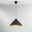 Immagine di Lampadario Moderno Design Cono 50 cm Nero Oro Pendente Per Tavolo Bigbang Fan Europe