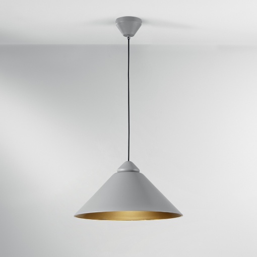 Immagine di Lampadario Design Cono 50 cm Grigio Oro Pendente Per Cucina Bigbang Fan Europe