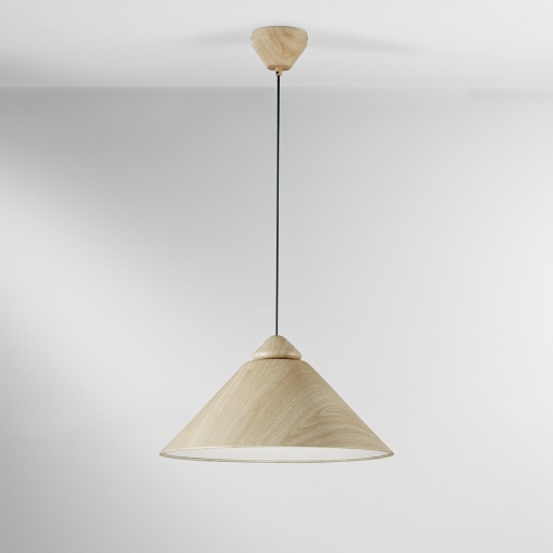 Immagine di Lampadario Effetto Legno Chiaro Pendente Per Cucina Cono 50 cm Bigbang Fan Europe