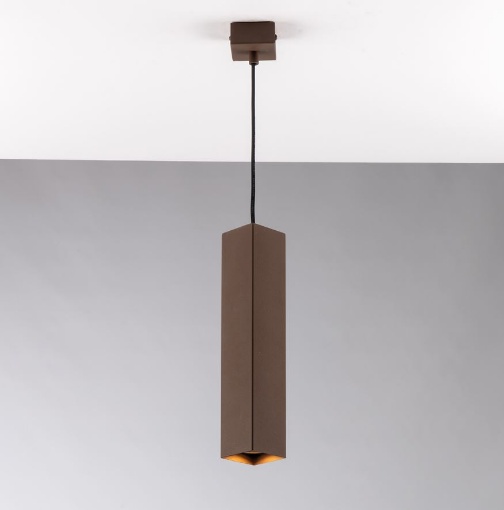 Immagine di Lampadario Tubo Quadrato Corten Pendente Per Isola Cucina Fluke S30Q Fan Europe