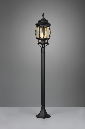 Immagine di Lampione Palo da Giardino Stile Vintage Elvo Alluminio Nero IP23 Trio Lighting