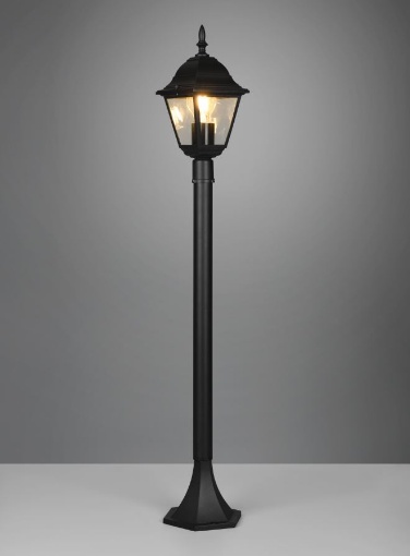 Immagine di Palo da Giardino Paralume Lanterna Vetro 1xE27 Livenza Alluminio Nero IP44 Trio Lighting