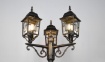 Immagine di Lampione da Giardino Vintage Ruggine Anticato 3 Paralumi Vetro H200 cm IP23 Volturno Trio Lighting